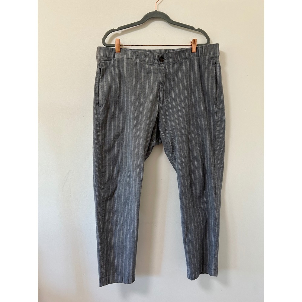 Bonobos Mens XL Blue White Pinstripe Stretch Cotton Trousers Casual Pants